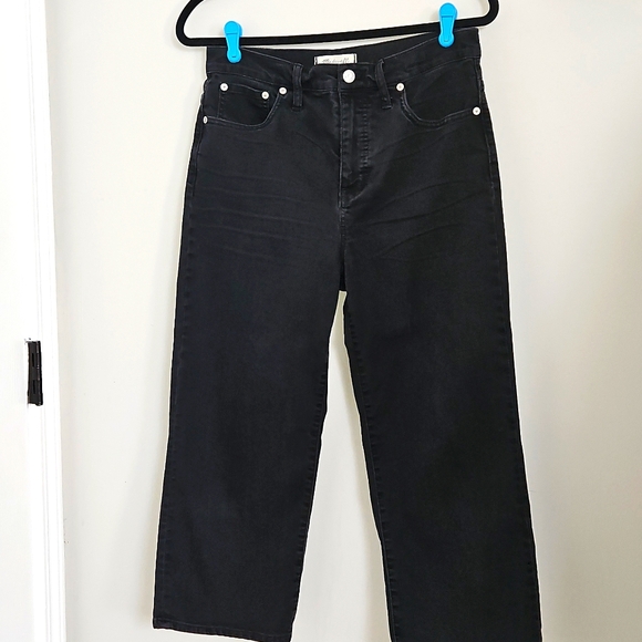 MADEWELL Slim Wide Leg Crop Women's Black Jeans 29 - Picture 3 of 11